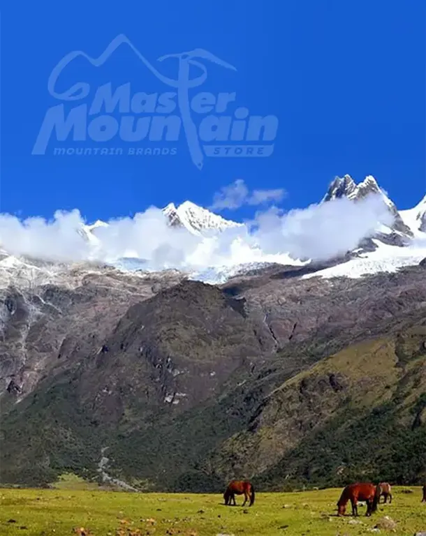 Valle de Jancapampa durante el día 4 del trek Cedros Alpamayo 10 días 9 noches, campamento bajo el nevado Pucahirca tras cruzar el paso Tupa Tupa