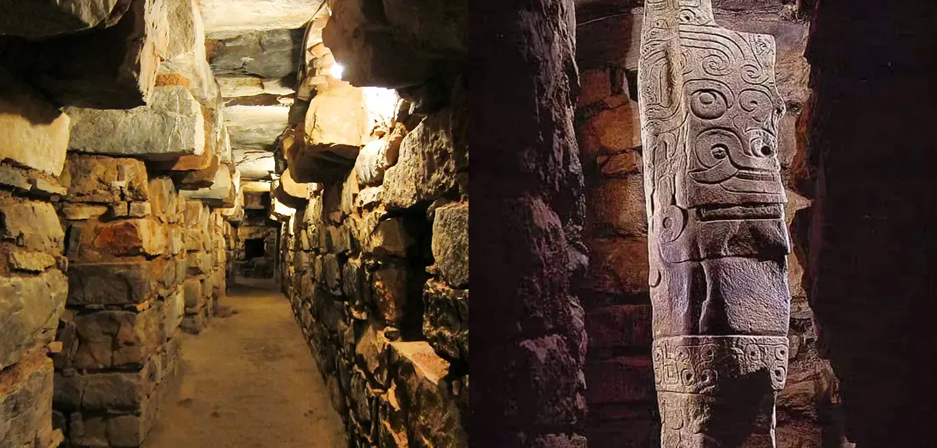 Lanzón Monolítico en las galerías subterráneas de Chavín de Huántar